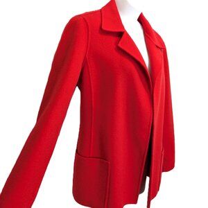 Ellen Tracy Linda Allard Red Luxury Wool Open Front Jacket Oversized Size 2